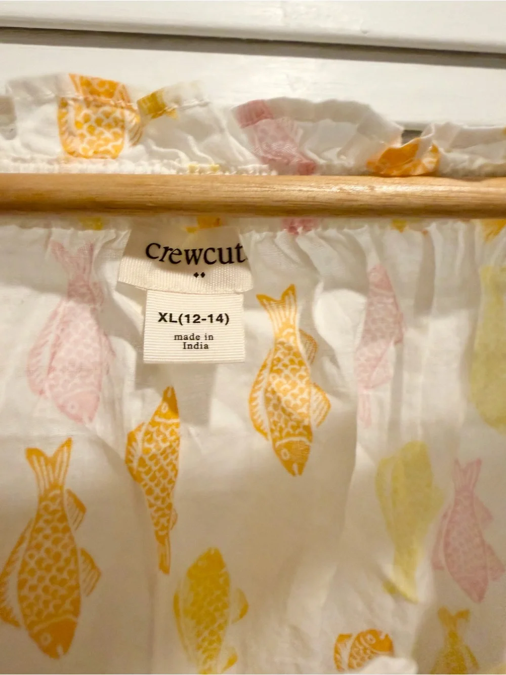 Crewcuts Girls White Fish Dress Smocked Ruffle Flutter beach cover up XL 12-14